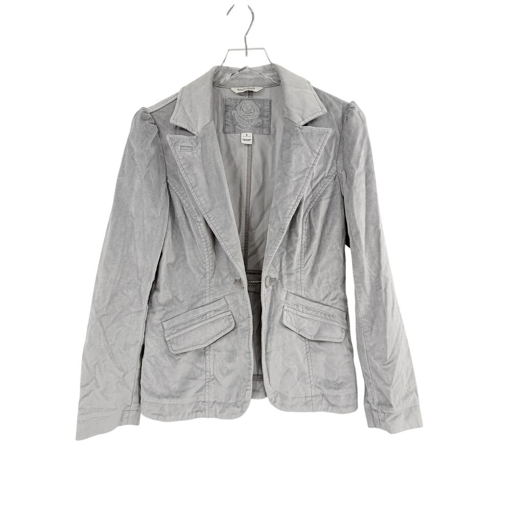 WHITE HOUSE BLACK MARKET Velvet Jacket Size 4 Soft Gray Silver Blazer
